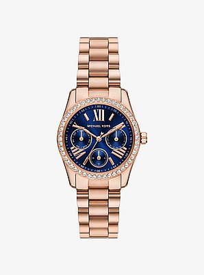Mini Lexington Pav&eacute; Rose Gold-Tone Watch