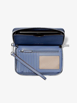 Bolso de pulsera Jet Set Travel grande de denim con logotipo en jacquard para smartphone