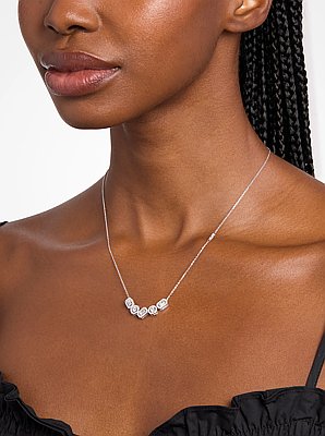 Collar de plata de ley chapado en metal precioso con pav&eacute;