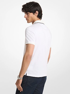 Logo Trim Cotton Jersey Polo Shirt