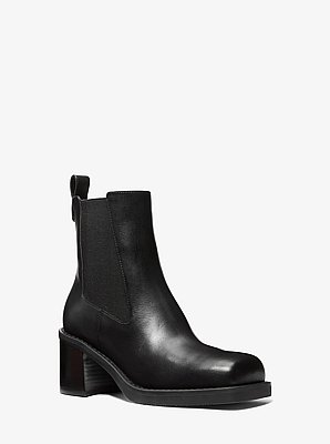 Houston Leather Block Heel Ankle Boot
