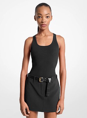 Ribbed Scoop-Neck Tank Top