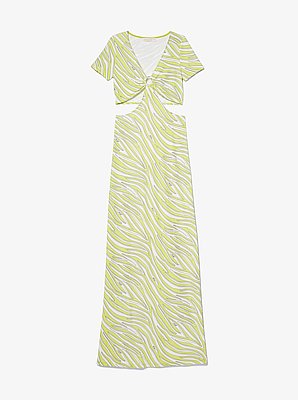 Zebra Print Matte Jersey Cutout Dress