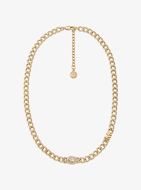 Marquise Stone Chain-Link Necklace