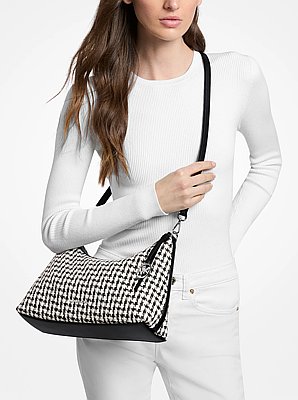 Bolso de hombro Sammy mediano convertible de tejido de pata de gallo