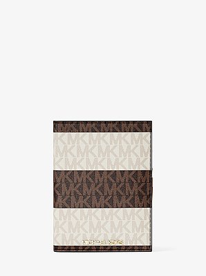 Jet Set Travel Medium Striped Signature Logo Passport Case