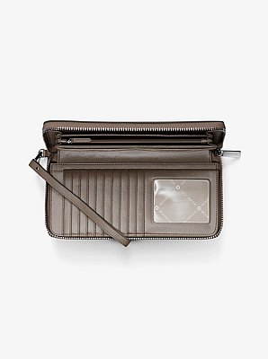 Cartera Continental grande de piel granulada