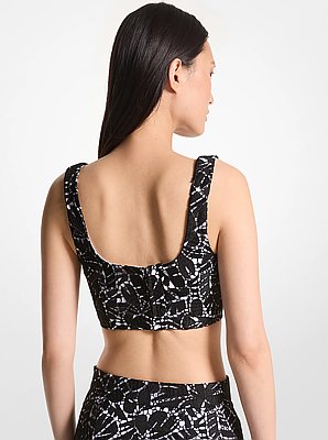 Bustier-Top aus Spitze mit Palmenmuster