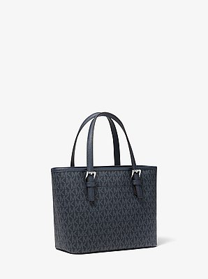Bolso tote Jet Set Travel extrapeque&ntilde;o con cremallera superior y estampado de logotipos