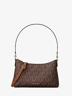 Borsa a tracolla convertibile Sienna media con stampa logo