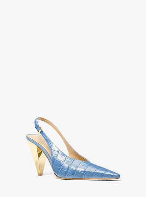 Electra Crocodile Embossed Leather Slingback Pump