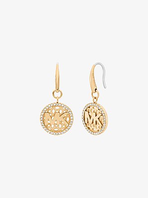Pav&eacute; Logo Charm Earrings