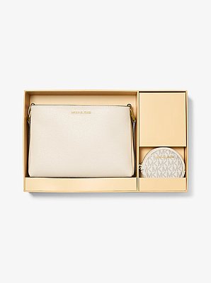 Trisha Pebbled Leather Crossbody Bag With Pouch Gift Set