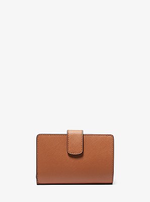 Cartera mediana de piel de grano cruzado