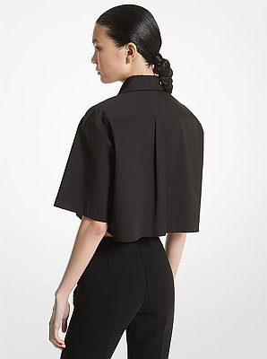 Camicia corta in popeline di cotone stretch