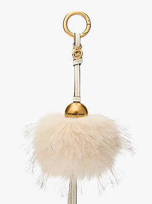 Gold-Tone Bead and Faux Fur Bag Charm