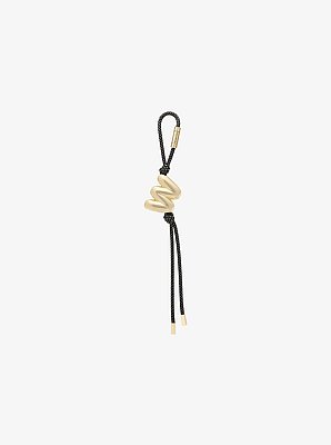 Initial Gold-Tone and Speckled Cord Bag Charm