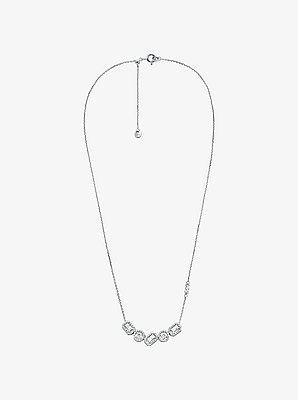 Precious Metal-Plated Sterling Silver Pav&eacute; Necklace