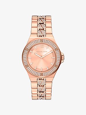 Lennox Pav&eacute; Rose Gold-Tone Watch