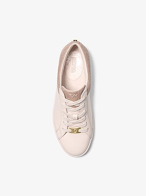 Basket Keaton en cuir et &agrave; paillettes avec logo en relief