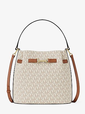 Carson Medium Signature Logo Convertible Bucket Crossbody Bag