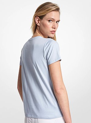 Camiseta de algod&oacute;n org&aacute;nico estampada con logotipo metalizado de aviador