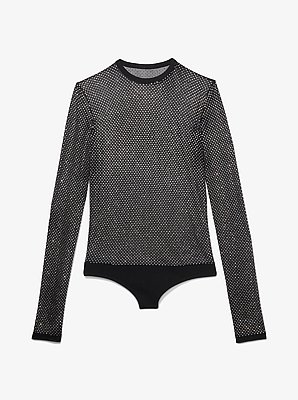 Crystal-Embellished Viscose Bodysuit