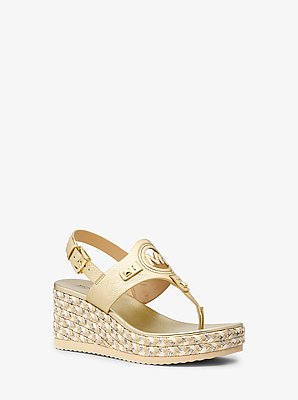 Aubrey Metallic Leather Wedge Sandal
