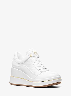 Emmy Leather and Mesh Wedge Trainer