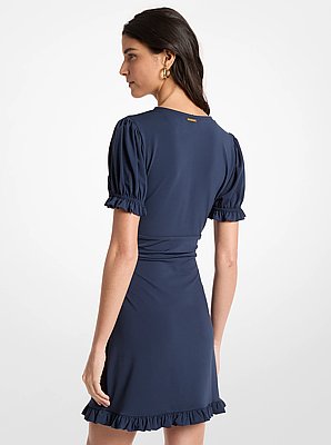 Ruffled Stretch Matte Jersey Mini Dress