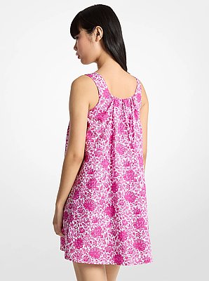 Floral Print Cotton Poplin Mini Dress