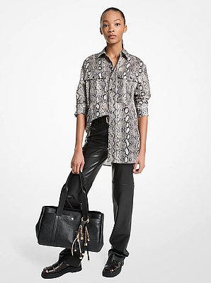 Snake Print Cotton Lawn Shirt