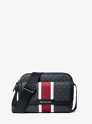 Cooper Medium Signature Logo Stripe Camera Crossbody Bag