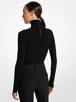 Stretch Viscose Turtleneck Bodysuit
