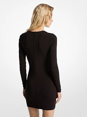 Vestido de punto liso mate el&aacute;stico con abertura