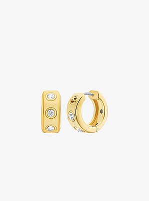 Boucles d&rsquo;oreilles Huggie &agrave; pav&eacute; et &agrave; logo
