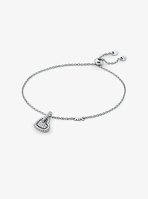 Pulsera con corazones de plata de ley con chapado en metales preciosos e incrustaciones