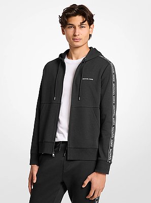 Logo Tape Cotton Blend Zip-Up Hoodie