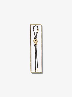Initial Gold-Tone and Speckled Cord Bag Charm