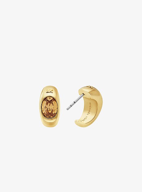Precious Metal-Plated Cubic Zirconia Huggie Hoop Earrings