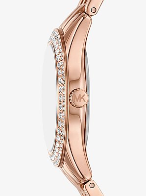 Mini Harlowe Pav&eacute; Rose Gold-Tone Watch
