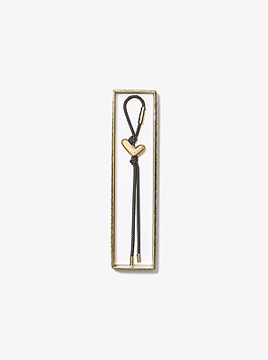 Initial Gold-Tone and Speckled Cord Bag Charm