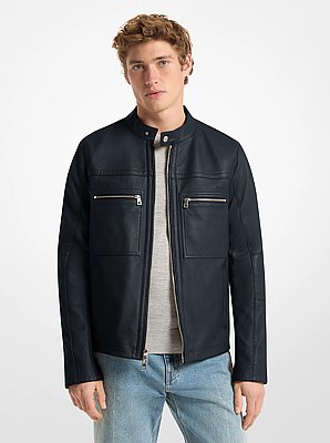 Leather Double-Zip Racer Jacket
