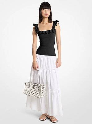 Ruffled Stretch Viscose Tank Top