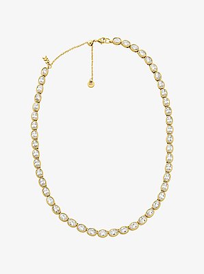 Precious Metal-Plated Cubic Zirconia Tennis Necklace