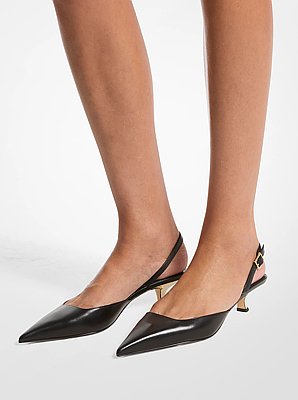 Zapato de sal&oacute;n Luna de piel con tal&oacute;n abierto y tac&oacute;n bajo