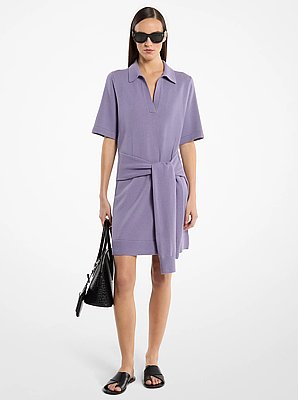 Vestido polo de cachemira con lazo en la parte delantera