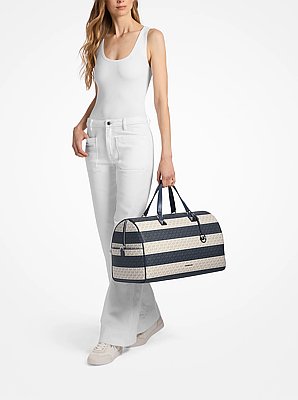 Grayson Extra-Large Striped Signature Logo Weekender Bag
