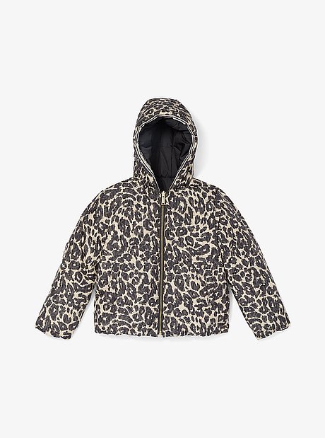 Veste matelass&eacute;e r&eacute;versible &agrave; imprim&eacute; l&eacute;opard avec logo