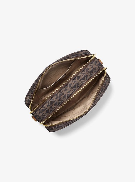 Bryant Medium Signature Logo Print Woven Camera Crossbody Bag